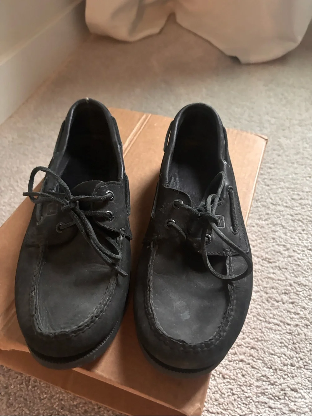 Sperry Men's Black Leather Boat Shoes